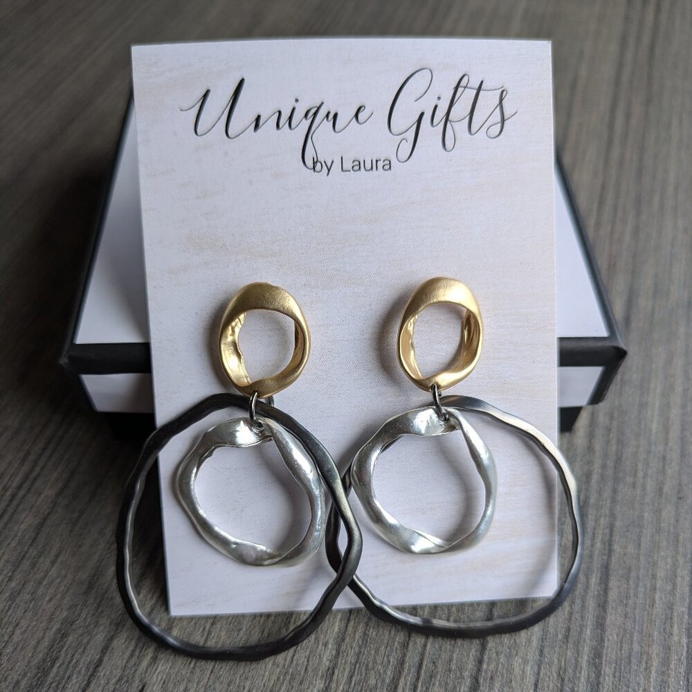 Large Tri Color Hoop Earrings